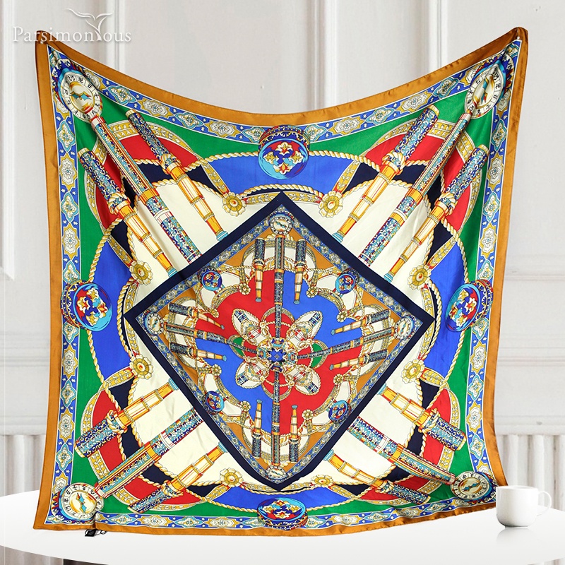 Khăn Choàng Lụa Cỡ Lớn In Họa Tiết Thời Trang Đi Biển WJ1014-39 Kích Thước 110x110cm Dành Cho Nữ