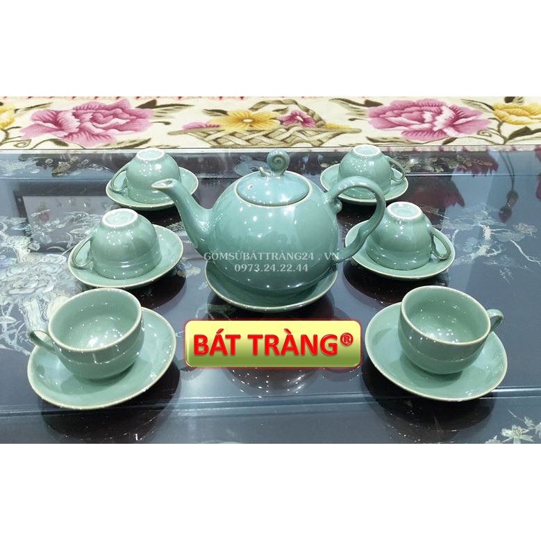 BỘ ẤM CHÉN SỨ GIÁ RẺ MEN NGỌC ẤM PHA TRÀ CHẤT LƯỢNG TỐT BỘ TÁCH TRÀ ĐẸP MÀU XANH