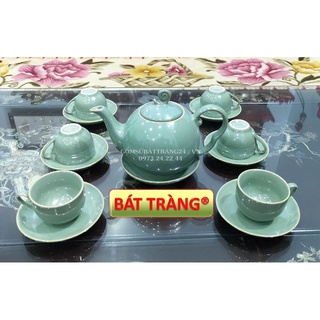 BỘ ẤM CHÉN SỨ GIÁ RẺ MEN NGỌC ẤM PHA TRÀ CHẤT LƯỢNG TỐT BỘ TÁCH TRÀ ĐẸP MÀU XANH