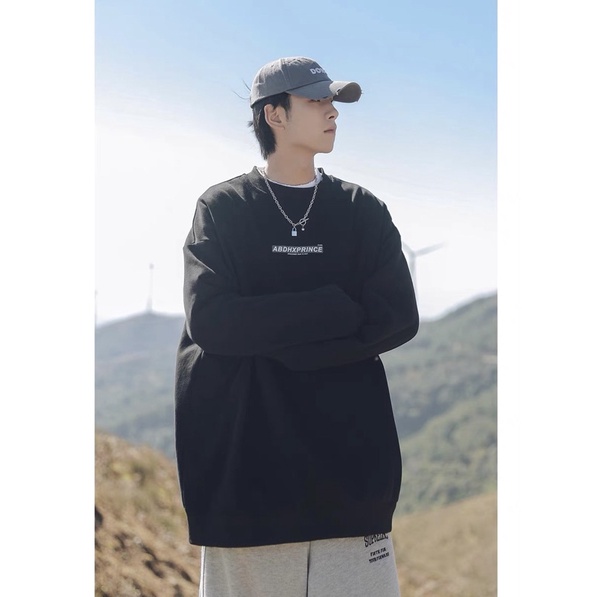 Áo sweater nam nữ unisex nỉ bông in chữ ABDH form rộng hoodie không cổ basic phong cách Hàn Quốc YiiL SW02