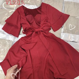 ĐẦM ĐỎ TAY XOÈ NƠ LƯNG 💋