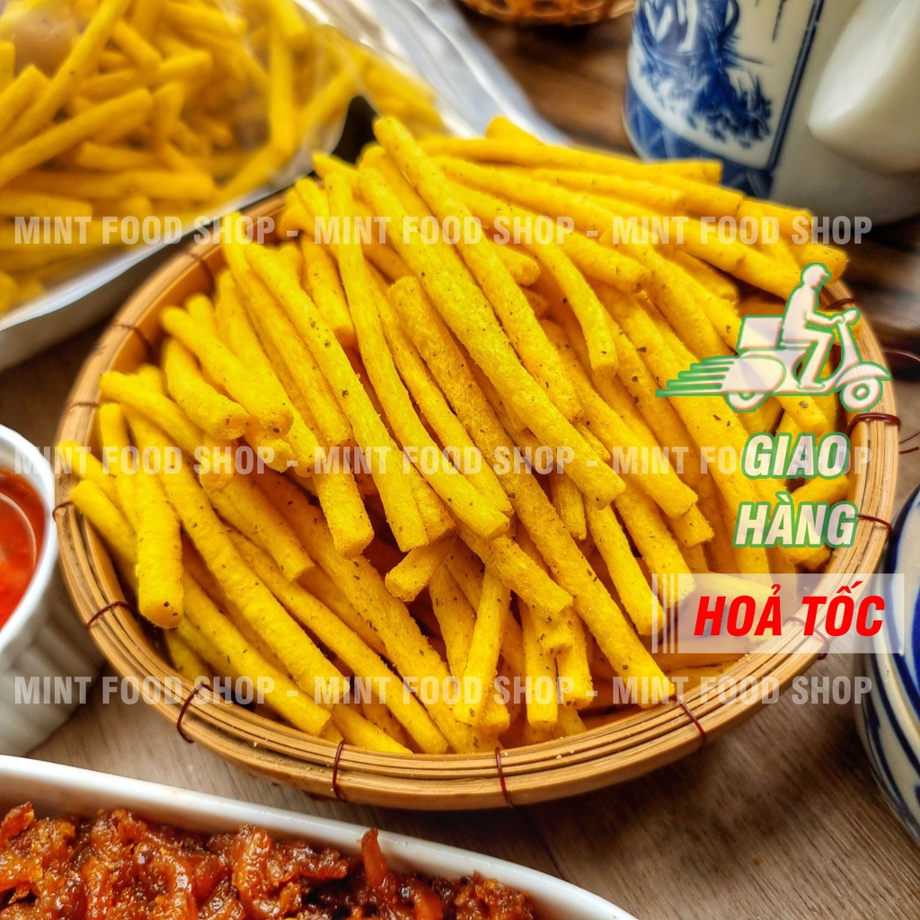Khoai Tây Sấy Giòn Dạng Ống - Lắc Bột Phô Mai - Trứng Muối - Mắm Hành - Túi 500gr
