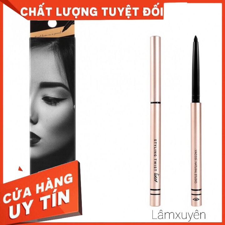 Chì kẻ viền mắt dạng gel VACOSI NATURAL STUDIO đen VM02-01 thiết kế sang trọng tạo đường sắc nét nhỏ,lâu trôi