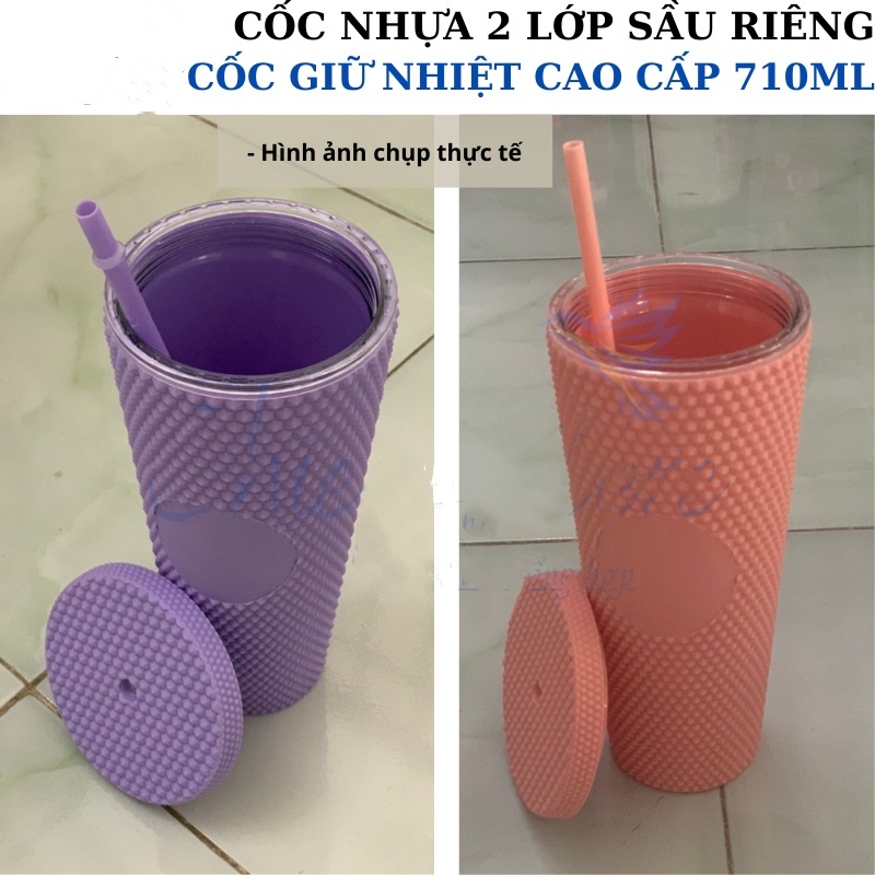 Cốc Tập Uống Có Starbucks-Hoa Văn Sầu Riêng Thiết Kế Vỏ Ống Hút Độc Đáo Tặng Bình Nước 473Ml/710Ml @ RUNA @ RUNA
