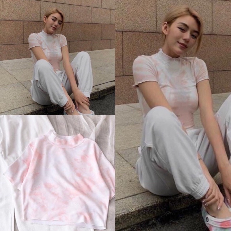 [Rẻ Vô Địch Áo Croptop Màu Loang Santa Cruz(Video, Hình Thật)