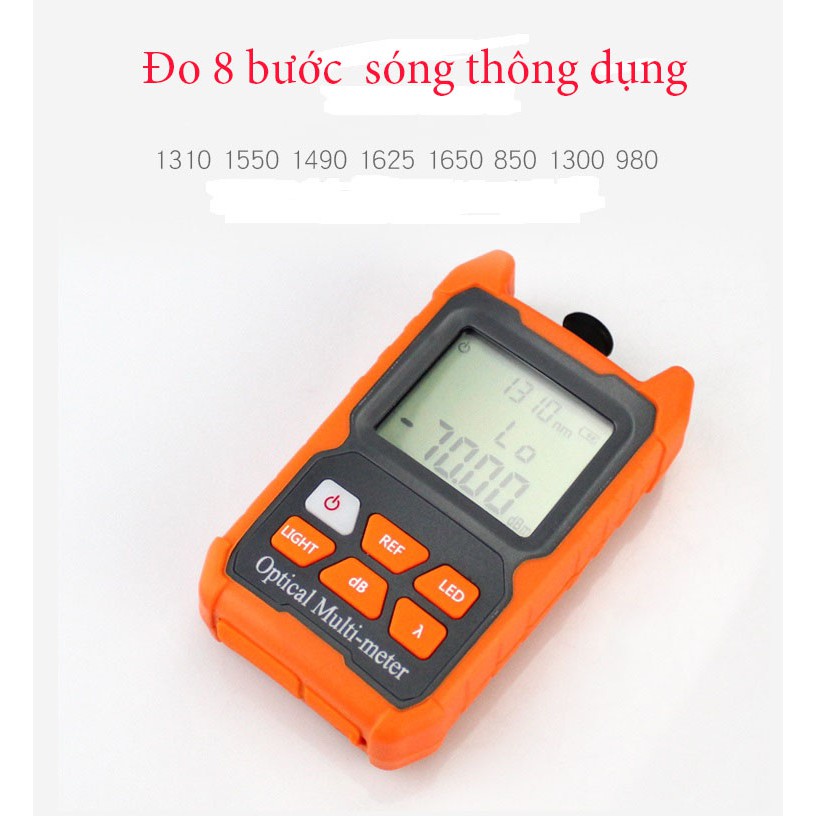 Máy đo công suất quang mini cầm tay 8 bước sóng kiểm tra cáp quang FTTH có đèn LED Optical power meter