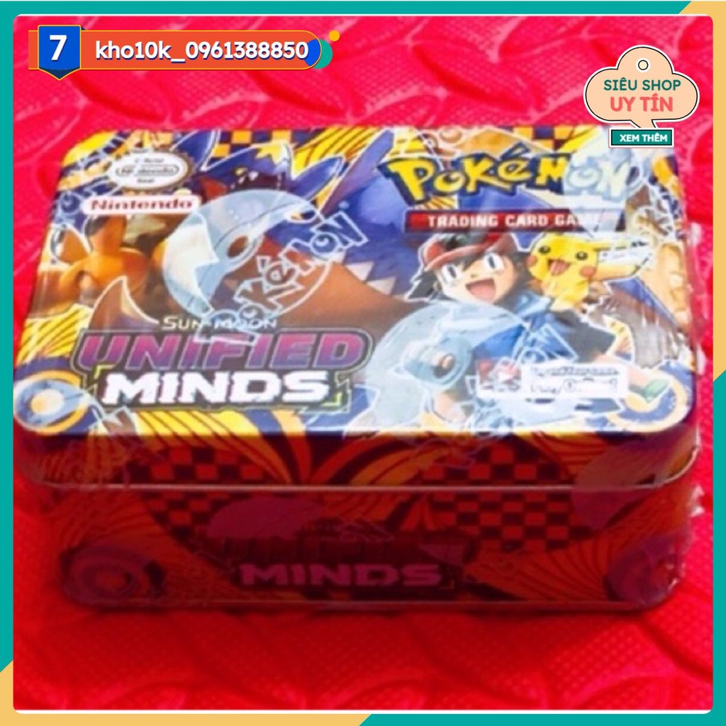 Thẻ bài pokemon hộp sắt 40 lá kèm thẻ VIP sắn