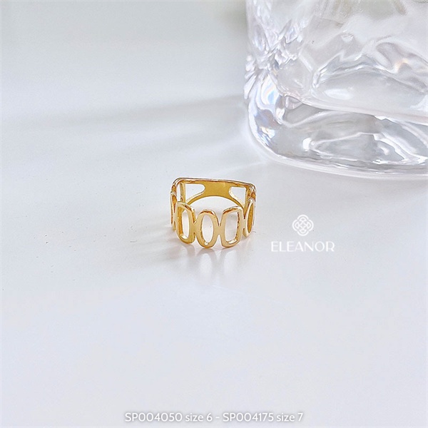Nhẫn nữ titan Eleanor Accessories hình học bản to phụ kiện trang sức 4045