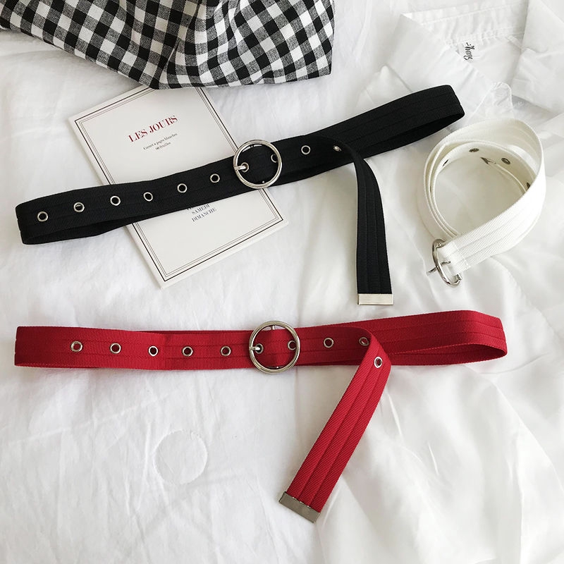 Thắt Lưng Canvas Phối Khóa Tròn Thời Trang Cho Nữ