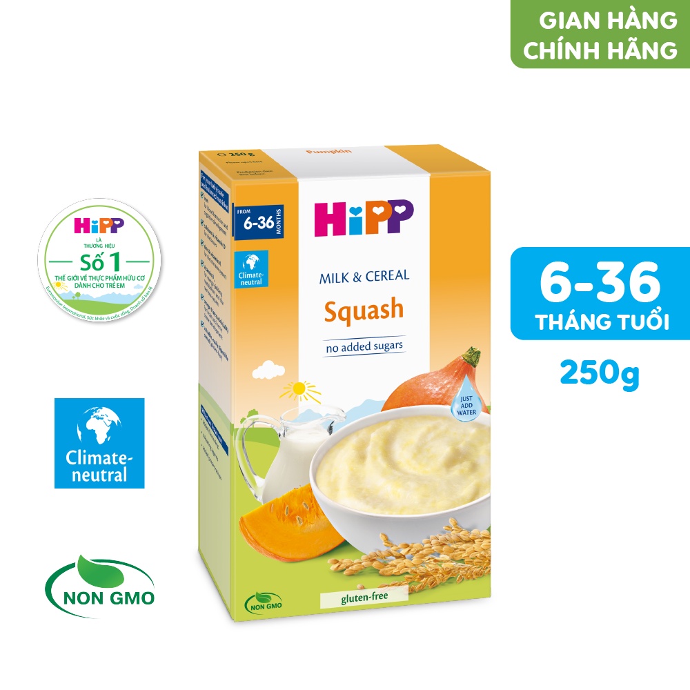 [HSD_T3.24] Bột ăn dặm dinh dưỡng Sữa, Ngũ cốc & rau củ - Bí đỏ HiPP Organic 250g