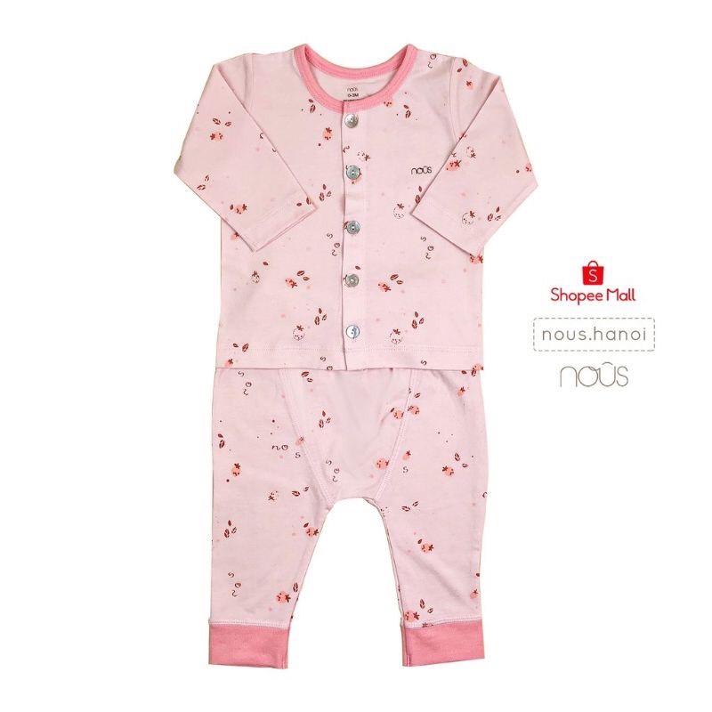 NOUS SALE -[Tổng hợp] Bộ cài thẳng dài tay màu hồng cho bé 0M-12M
