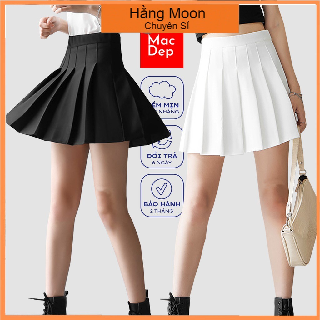 CHÂN VÁY XẾP LY (đen, trắng). Váy ngắn có quần trong - CV03