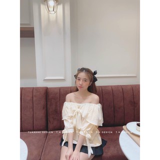 Áo trễ vai cột nơ ngực