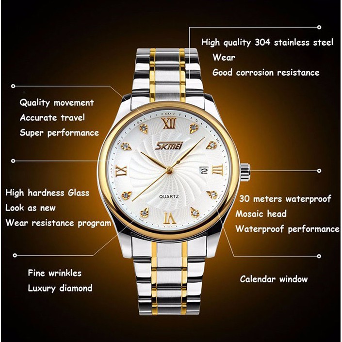 Đồng hồ thời trang nam Skmei mặt tròn kèm lịch ngày sang trọng Spk87