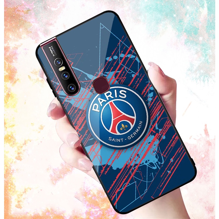 Ốp Lưng VIVO V15  mặt kính cường lực cao cấp In hình Câu Lạc Bộ Bóng Đá