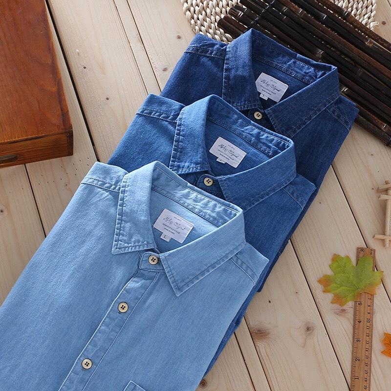 Sơ Mi Nam chất liệu Jean Denim, Túi Ngực, Tay dài, Dáng xuông, Hàng cao cấp,Thích hợp mọi thời tiết