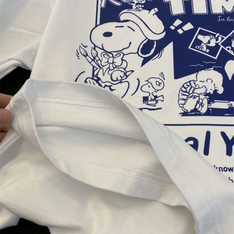 Áo Thun Tay Ngắn In Hình Snoopy Kiểu Pháp Thời Trang Cho Nữ 2022