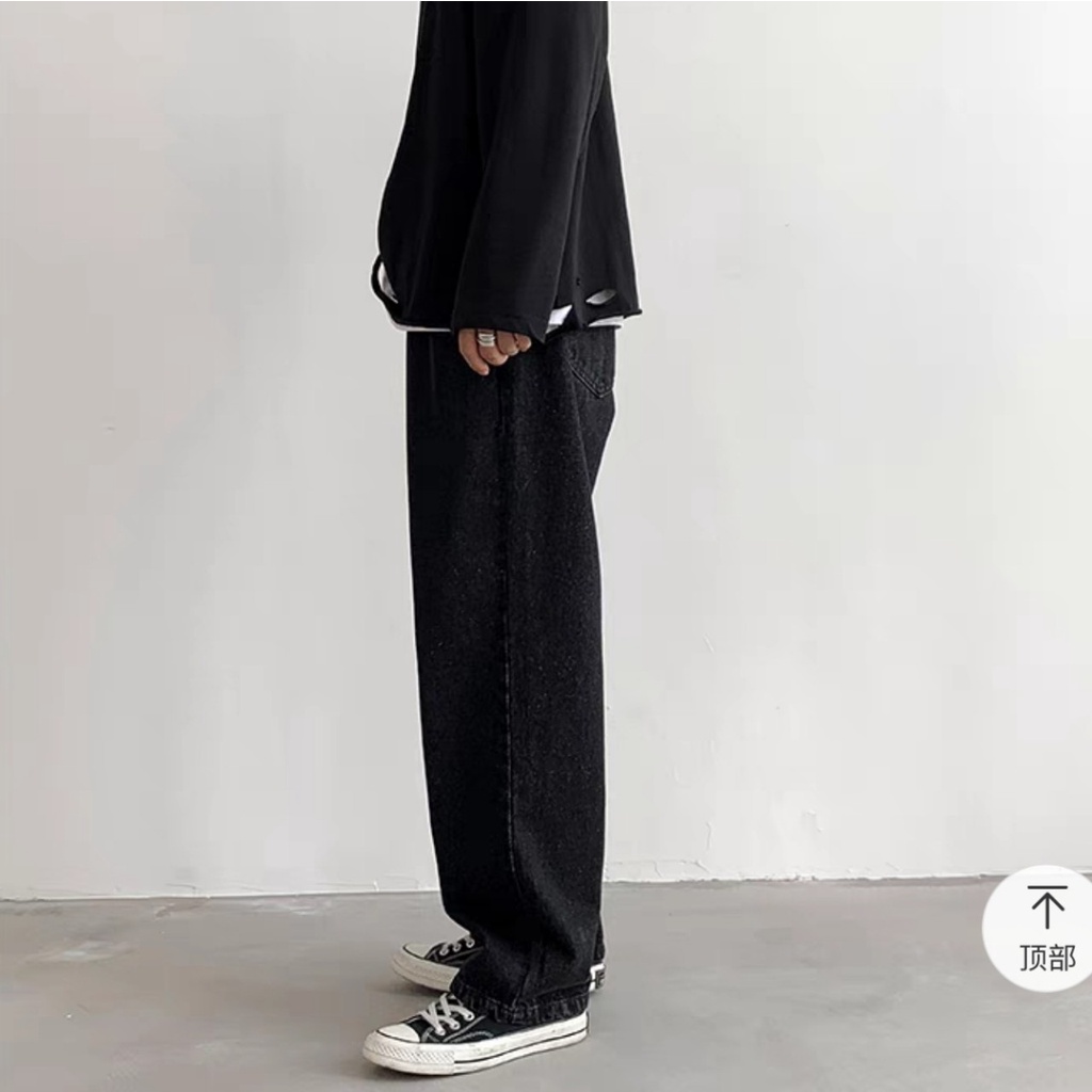 Quần Jean Nam Ống Rộng Dáng UNISEX Trắng Đen Đẹp Cao Cấp - Quần Bò Nam