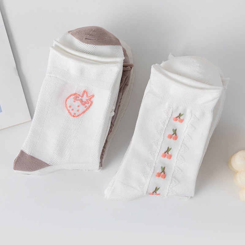 TL55 tất vớ nữ DÂU tông trắng hồng xinh xắn dễ thương