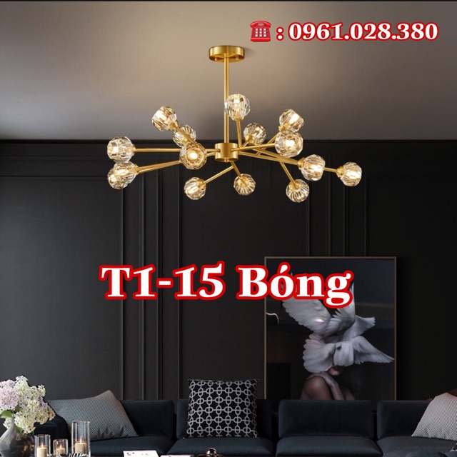 Đèn Thả Trần Trang Trí Nội Thất Tròn T1(12-15) Bóng/ Tặng kèm bóng tiết kiệm điện