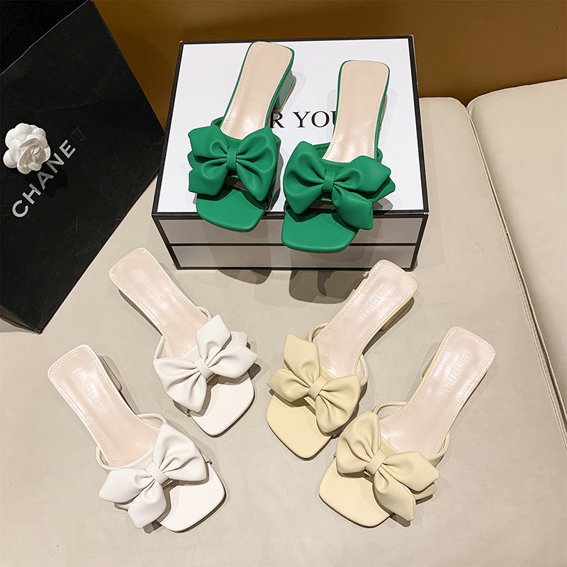 Dép Sandal Đế Dày Đính Nơ Thời Trang Mùa Hè Cho Nữ