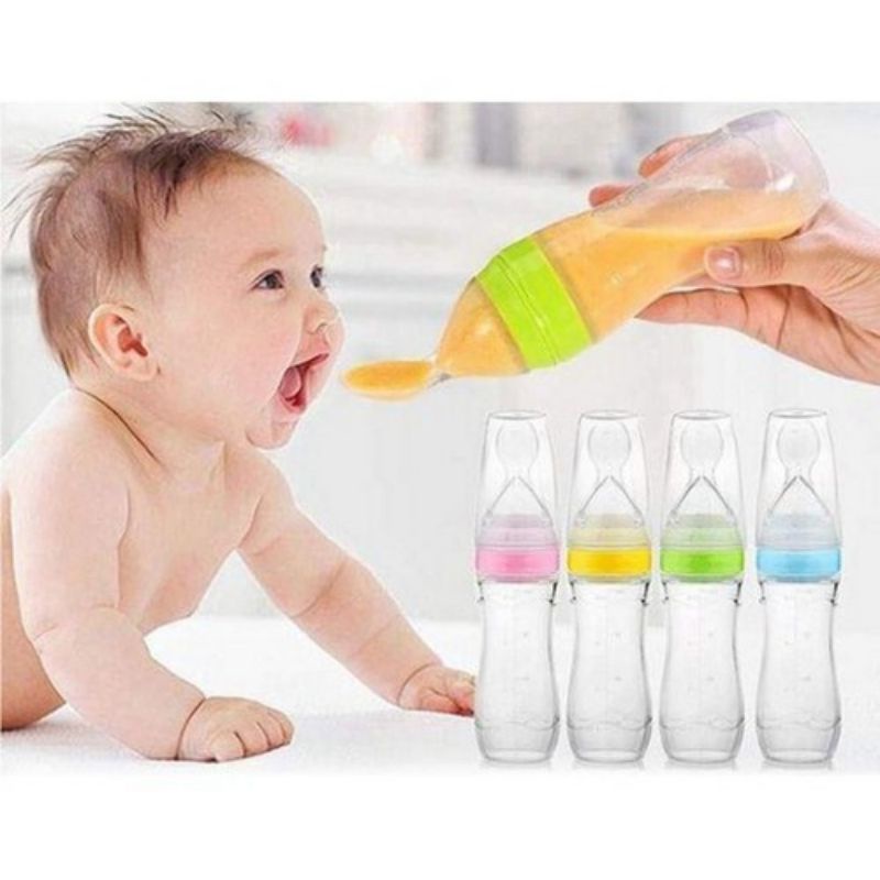 Bình thìa ăn dặm silicone cho bé có vạch chia ml,bón cháo, đút bột ,uống sữa dung tích 120ml