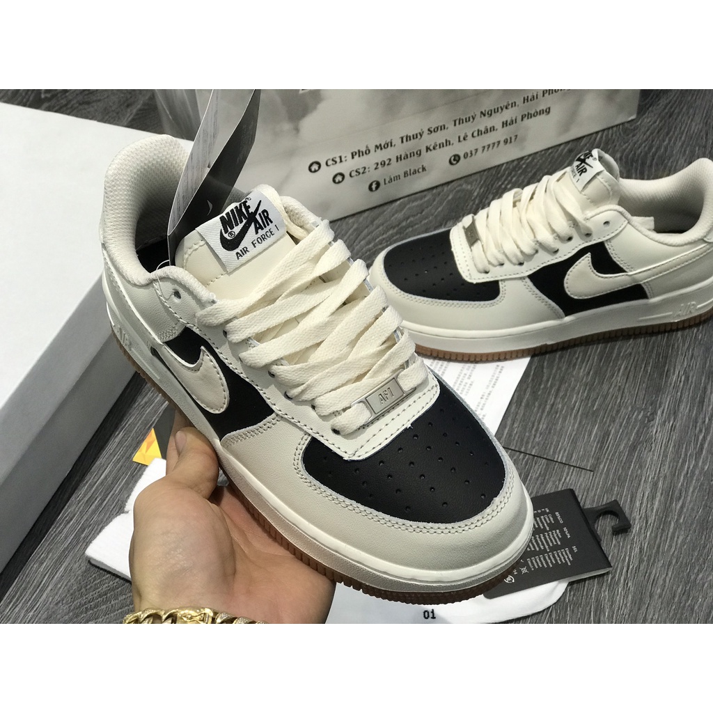 Siêu Phẩm Giày Thể Thảo Sneaker AF1 Kem Đen Đế Nâu Cao Cấp Ảnh Thật + freeship + Tặng Tất