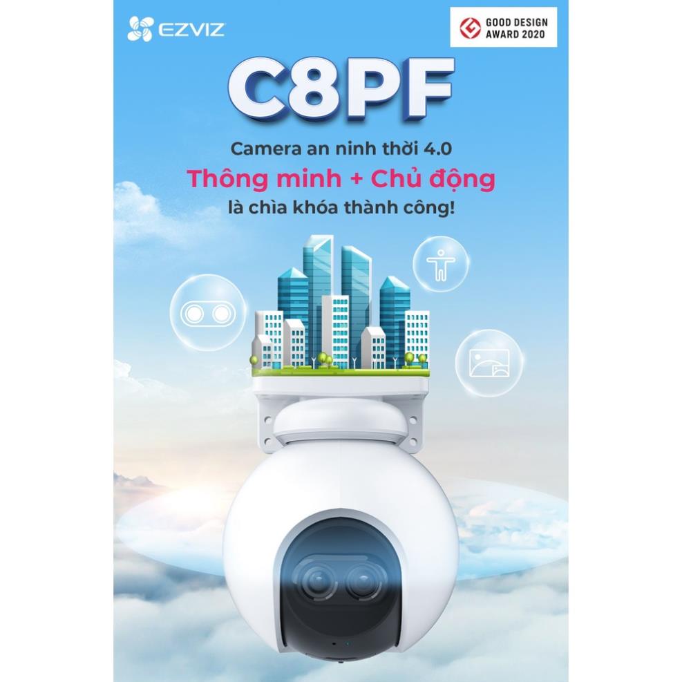 Camera Wifi  Không Dây ngoài trời quay quét ỐNG KÍNH KÉP EZVIZ C8PF full HD1080P - Đàm Thoại, Màu đêm, Xem 2 màn hình