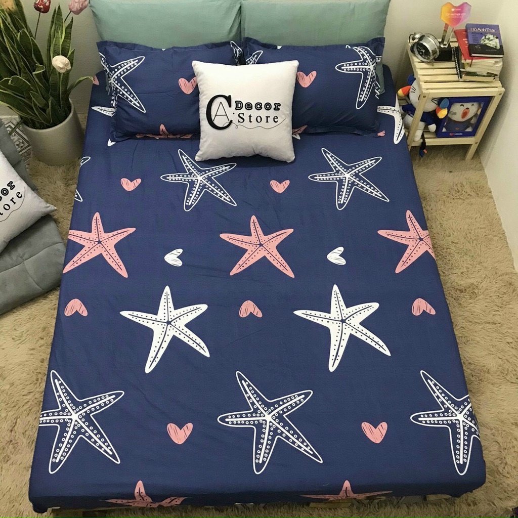 Bộ Ga Chun Và 2 Vỏ Gối Cotton Poly Mềm Mại