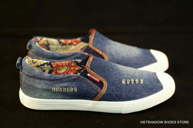 Slip on nam | Giày lười vải bò nam thương hiệu Akatie - Mã SP 72-xanh | BigBuy360 - bigbuy360.vn