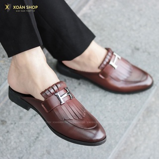 Giày Sục Nam Da Bò Cao Cấp Tại Hà Nội { BẢO HÀNH 1 NĂM } - Mã S003 Màu Nâu