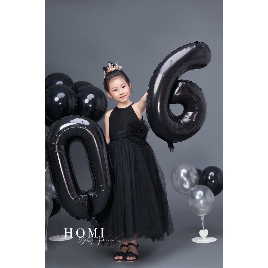 HOMI - Yếm hoa đá đen cho bé gái đầm công chúa đi chơi đi tiệc cho bé