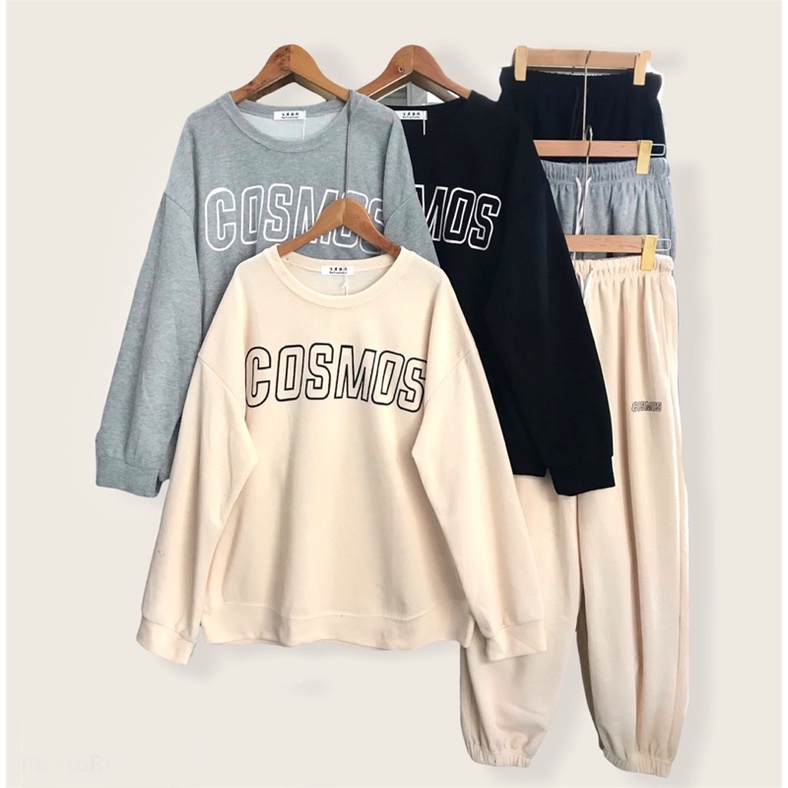 Set quần áo COSMOS loại 1 nỉ tăm [FREESHIP] Bộ nỉ áo dài tay quần jogger vải nỉ tăm form rộng | BigBuy360 - bigbuy360.vn