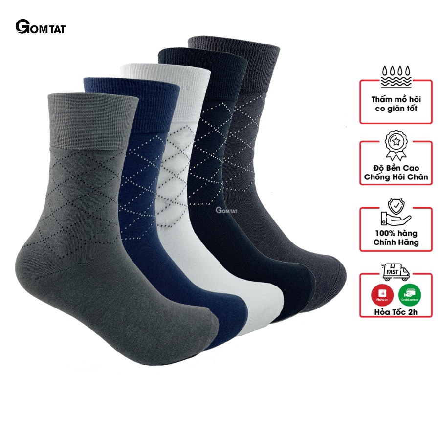Tất Nam Công Sở Cổ Cao Họa Tiết Sọc Chéo, Tất Giày Tây Nam Cao Cấp Chất Cotton Hút Ẩm Thoáng Khí - GOM-TAYCHEO-1DOI