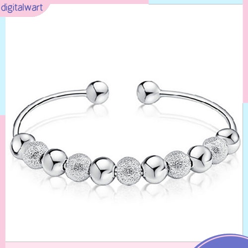 Vòng tay mạ bạc dạng hở thiết kế xỏ 9 hạt châu lấp lánh sang trọng dành cho nữ