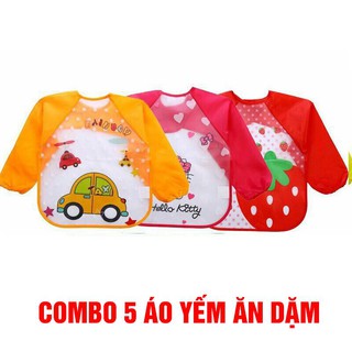 Combo 5 Áo yếm ăn dặm cho bé loại có tay áo cho bé
