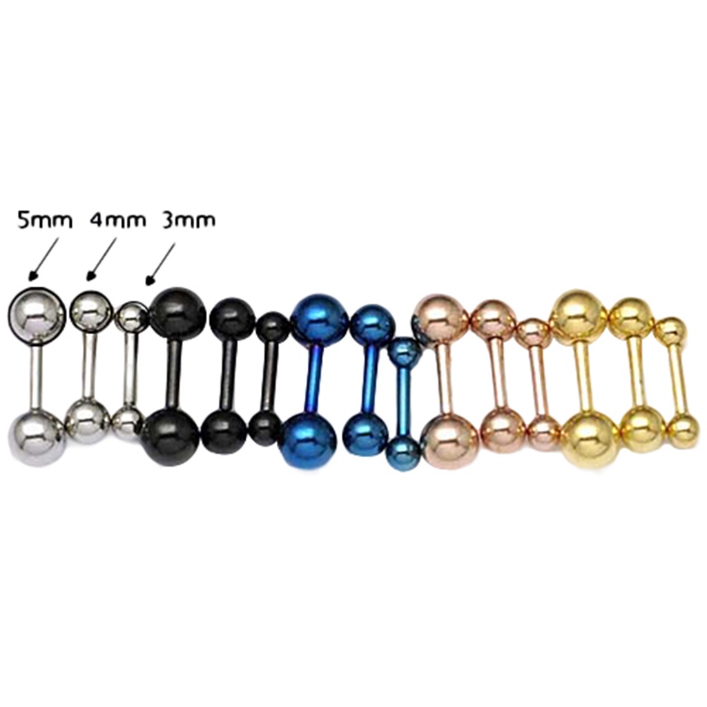 Đôi khuyên tai hai đầu tròn 3mm/4mm/5mm