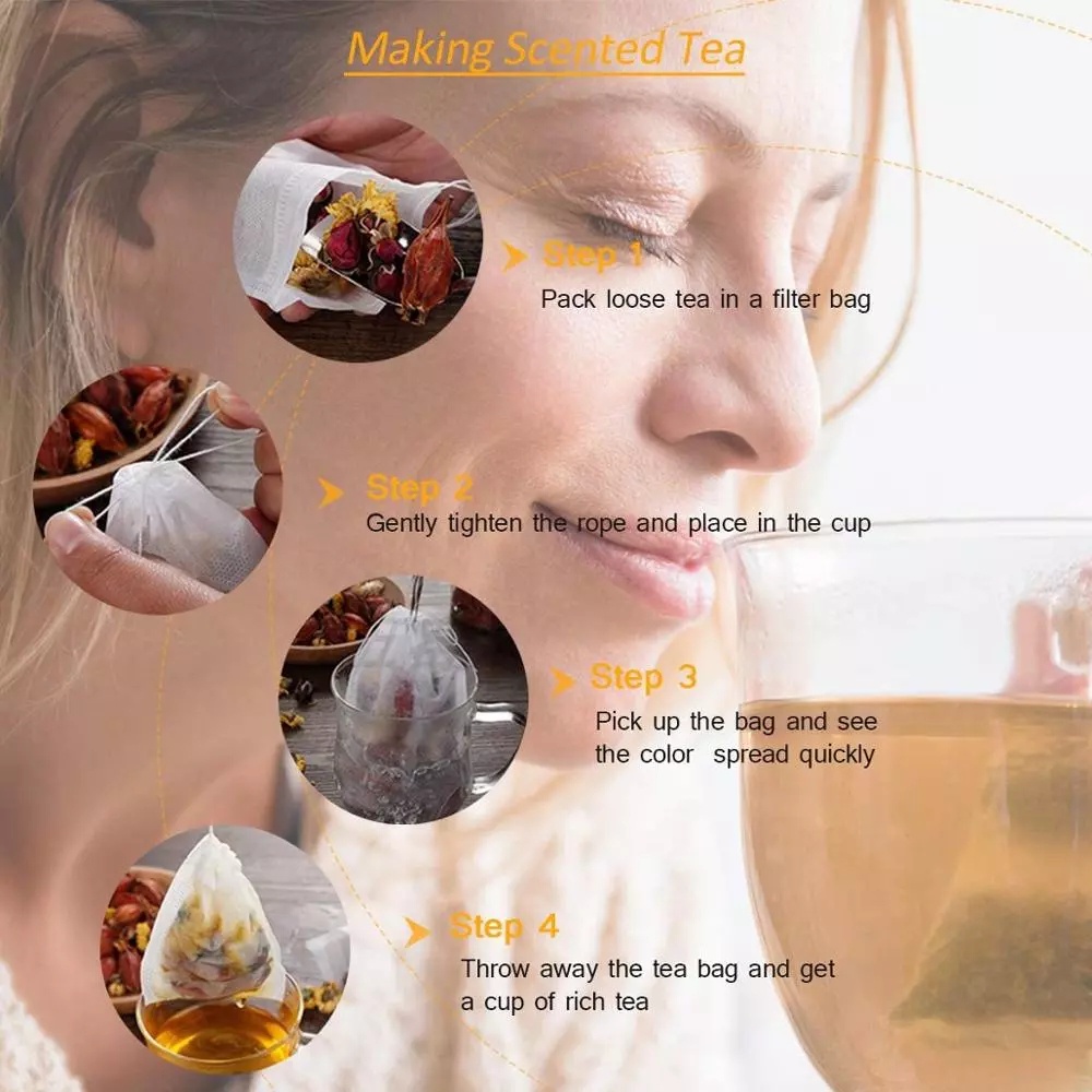 Set 50 Túi Lọc Trà Rỗng 6 Kích Cỡ Không Tẩy Trắng / Dùng Một Lần