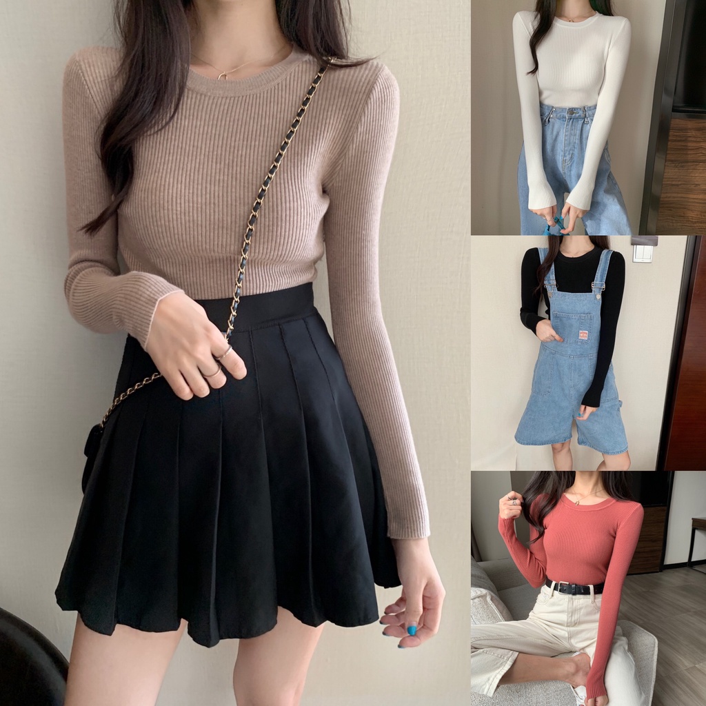 Áo Len Tăm Body Cổ Tròn  Áo Phong Cách Hàn Quốc, Thời Trang Công Sở, Tiểu Thư, Cá Tính
