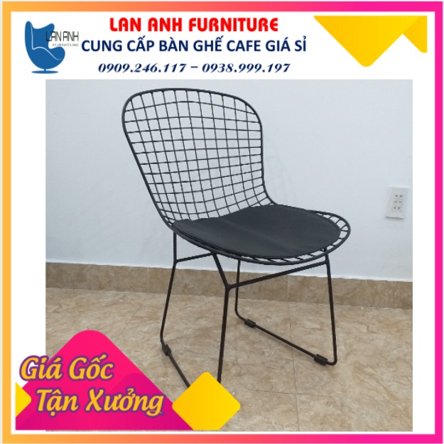Ghế lưới sắt nệm simili