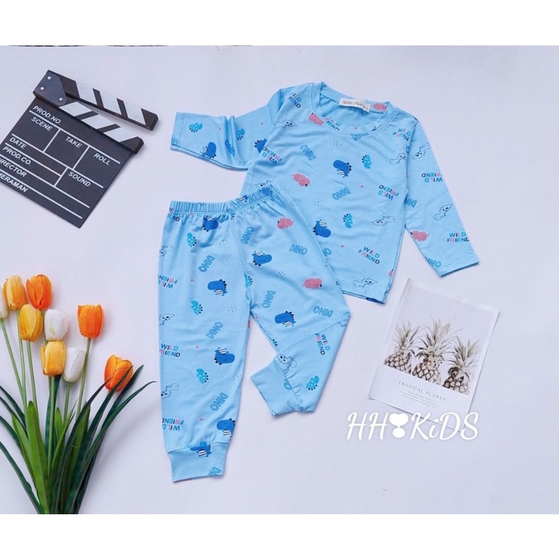 Bộ dài tay thun lạnh in hoạ tiết cho bé trai , gái (6-18kg) loại 1.