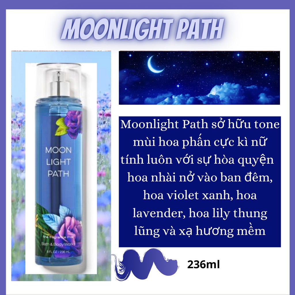 (Fullsize) Xịt Thơm Moonlight Path Bath And Body Works Body Mist