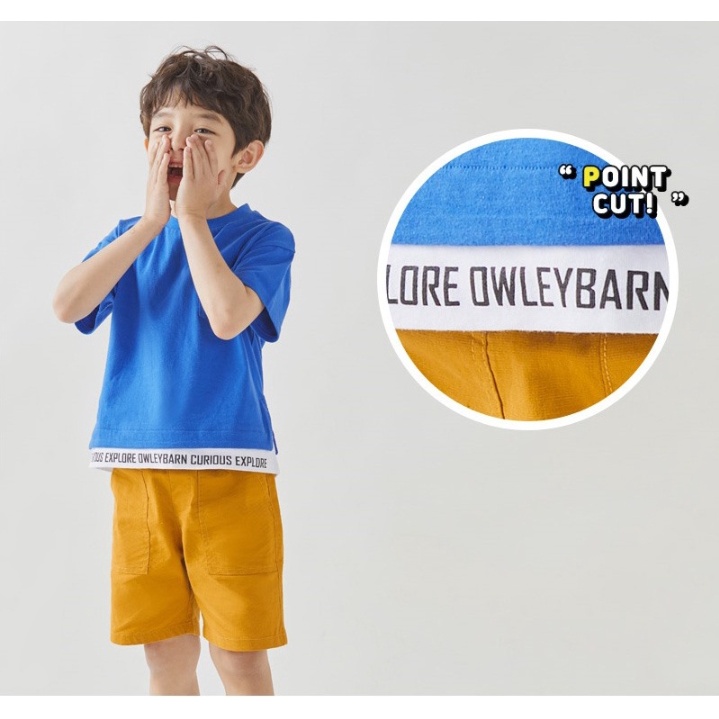 Áo phông cộc tay hè cotton mềm phối gấu chữ cho bé trai xuất Hàn dư xịn