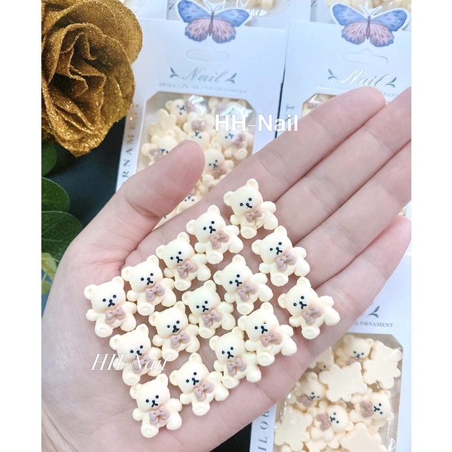 Set charm gấu bột trang trí móng ( 15 con )