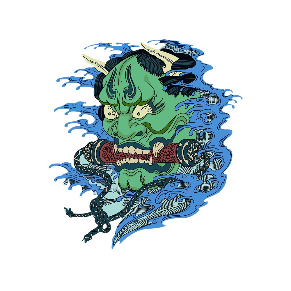 1 Đề Can Dán Trang Trí Xe Hơi / Xe Máy Oni Samurai Hình Prajna Phản Quang Chống Nước DIY