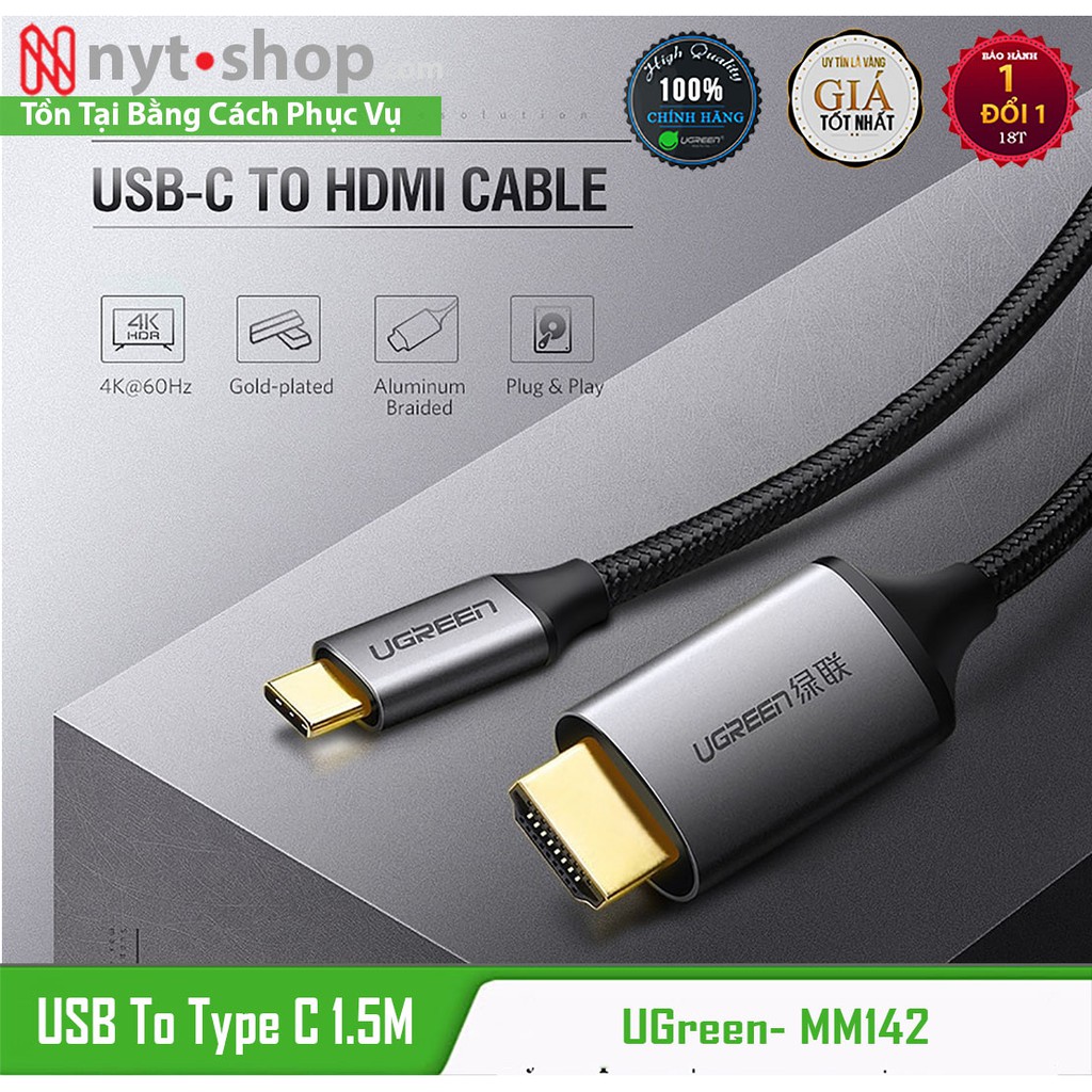 Dây Chuyển USB Type-C Ra HDMI Dài 1.5M Ugreen 50570 cao cấp