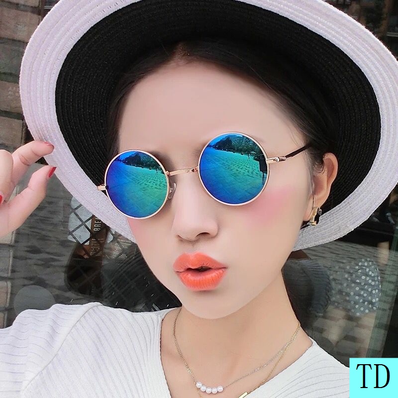 Kính mát gọng tròn màu đen phong cách hiphop Trung Hoa thời trang cho nam nữ