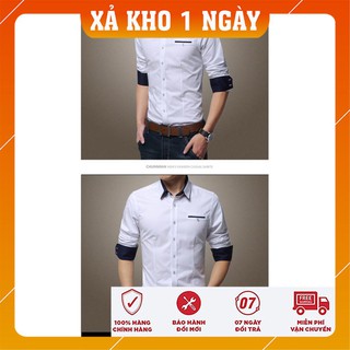 Áo sơ mi nam tay dài màu trơn phong cách công sở