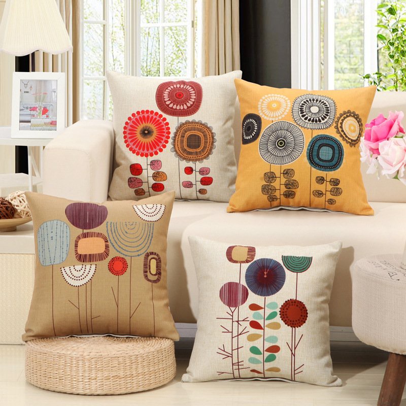 Vỏ gối vuông sofa KHU VƯỜN BỒ CÔNG ANH size 45x45cm, vỏ gối ghế tựa, văn phòng, phòng ngủ