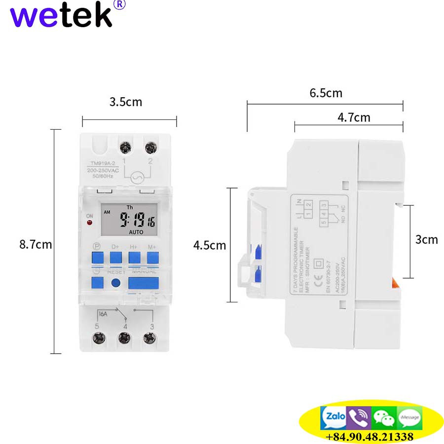 SINOTIMER TM919A, CÔNG TẮC HẸN GIỜ GIÁ RẺ TỐT TIMER 24H 7 NGÀY, PIN THAY ĐƯỢC, TIẾP ĐIỂM RA 16A, 16 LẦN ON/OFF MỖI NGÀY